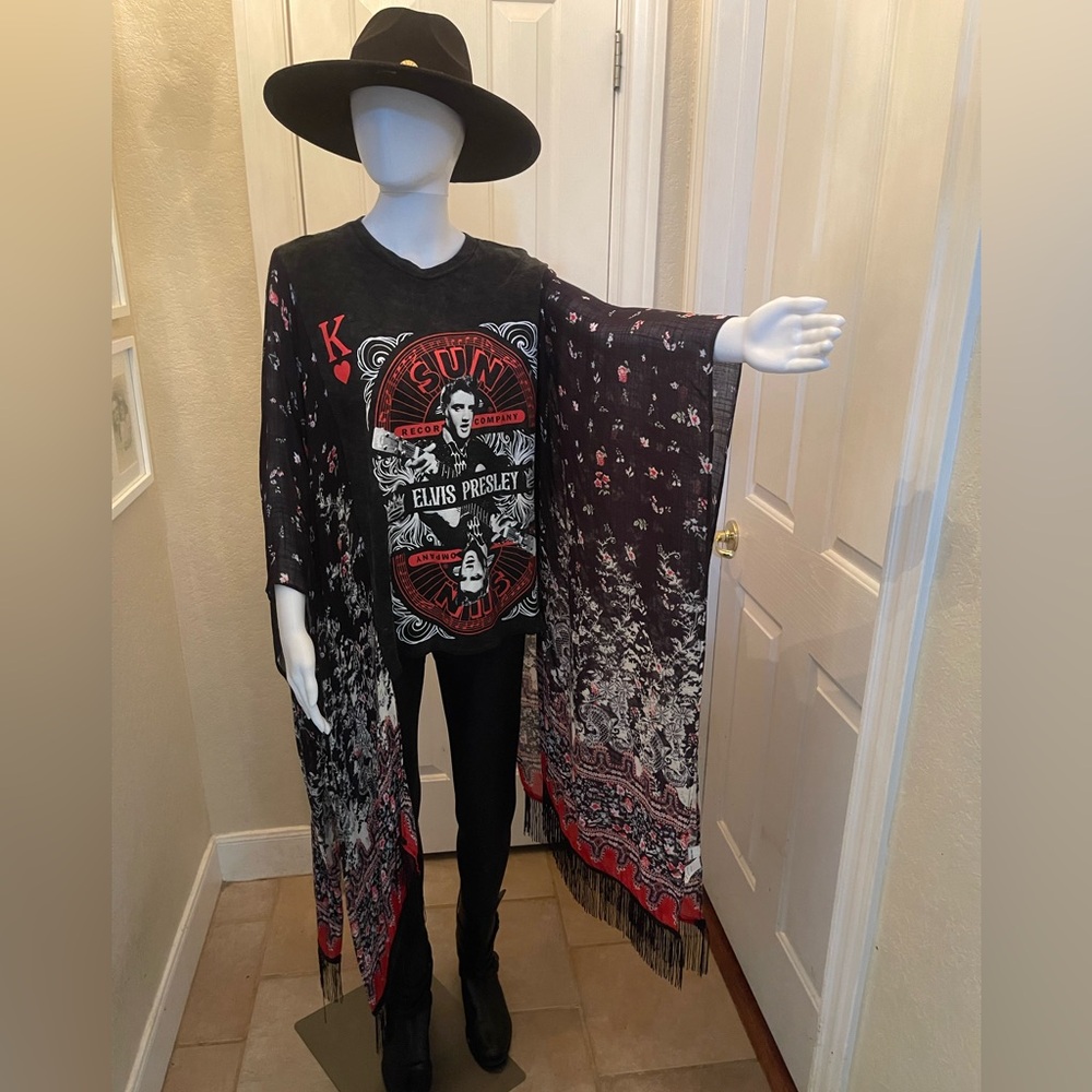 One of a kind Custom Elvis Poncho Top